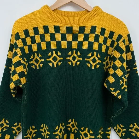 Vintage 100% Worsted Wool Sweater Size M L Peerless Richards Greenwich Ski Moto - Picture 2 of 10